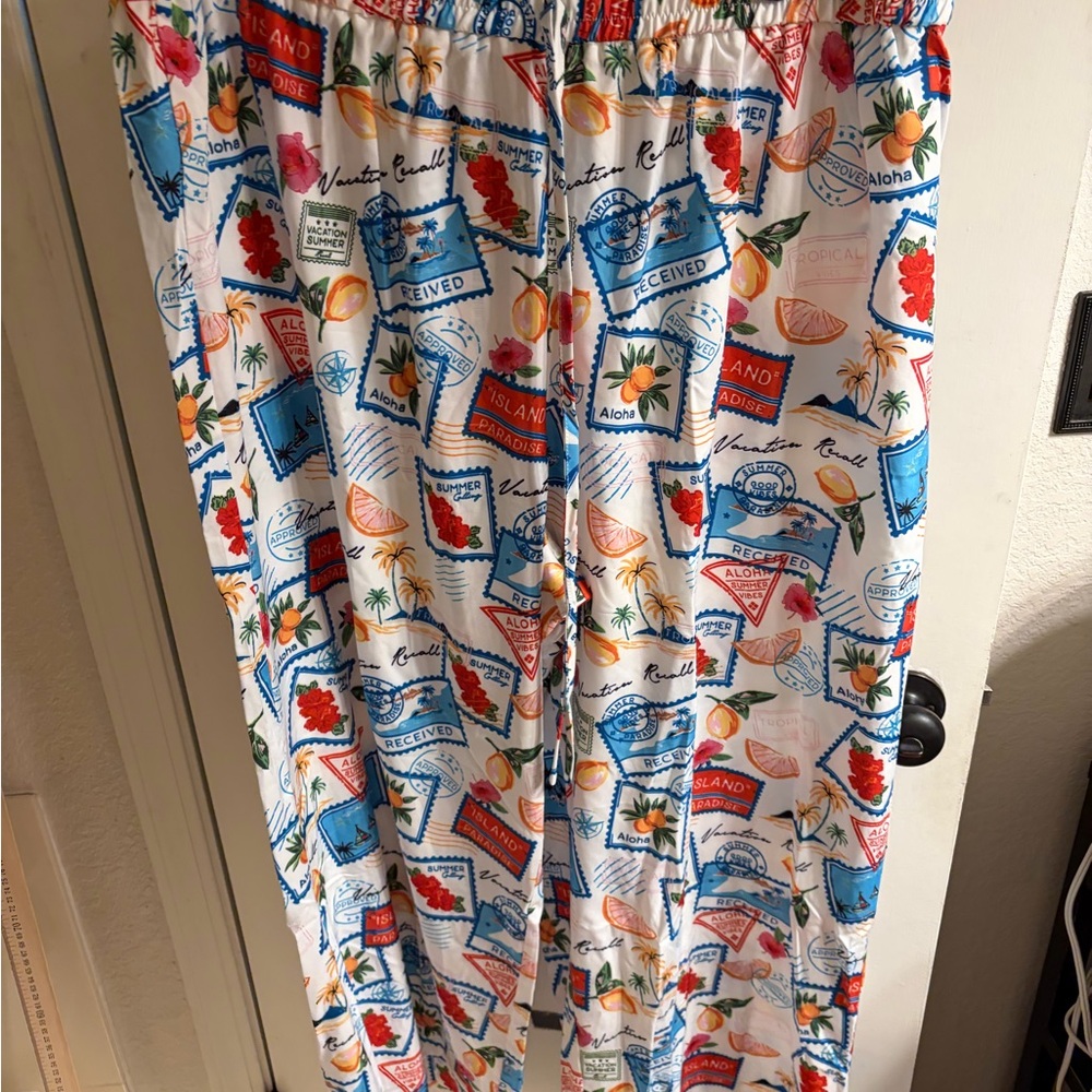 Patterned Printed Wide-Leg Pants plus size micas - Picture 4 of 5
